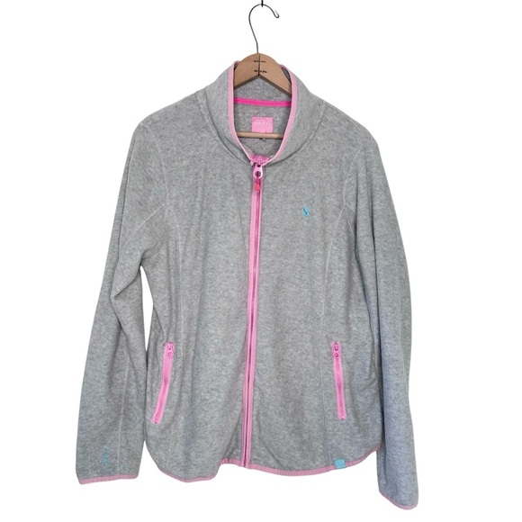 Joules | Gray and Pink Full Zip Fleece Jacket Size 14 - Picture 1 of 13